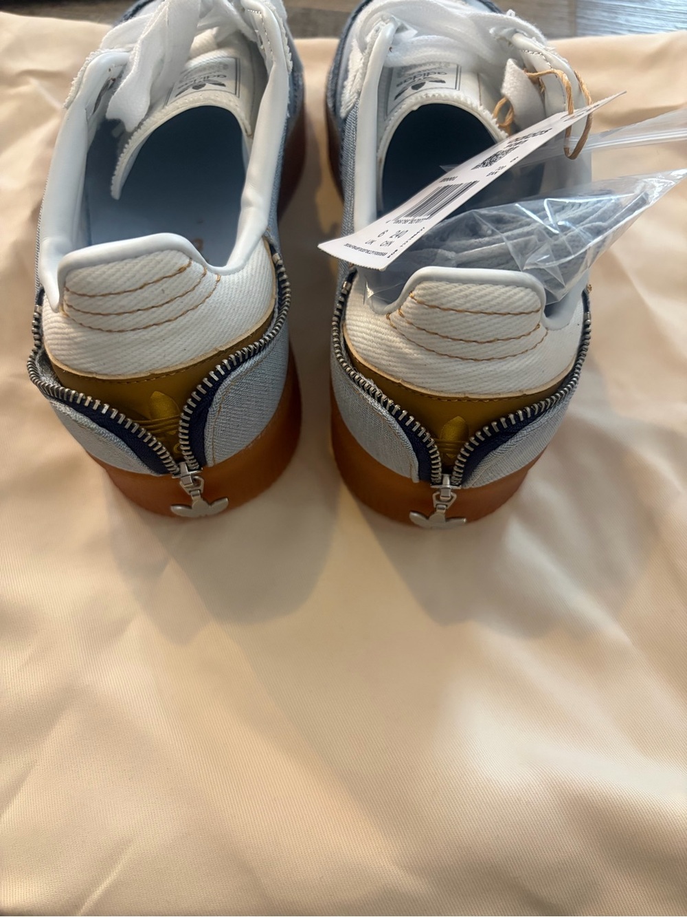 adidas Denim Low-Top Sneakers in Blue & Brown - Picture 4 of 5